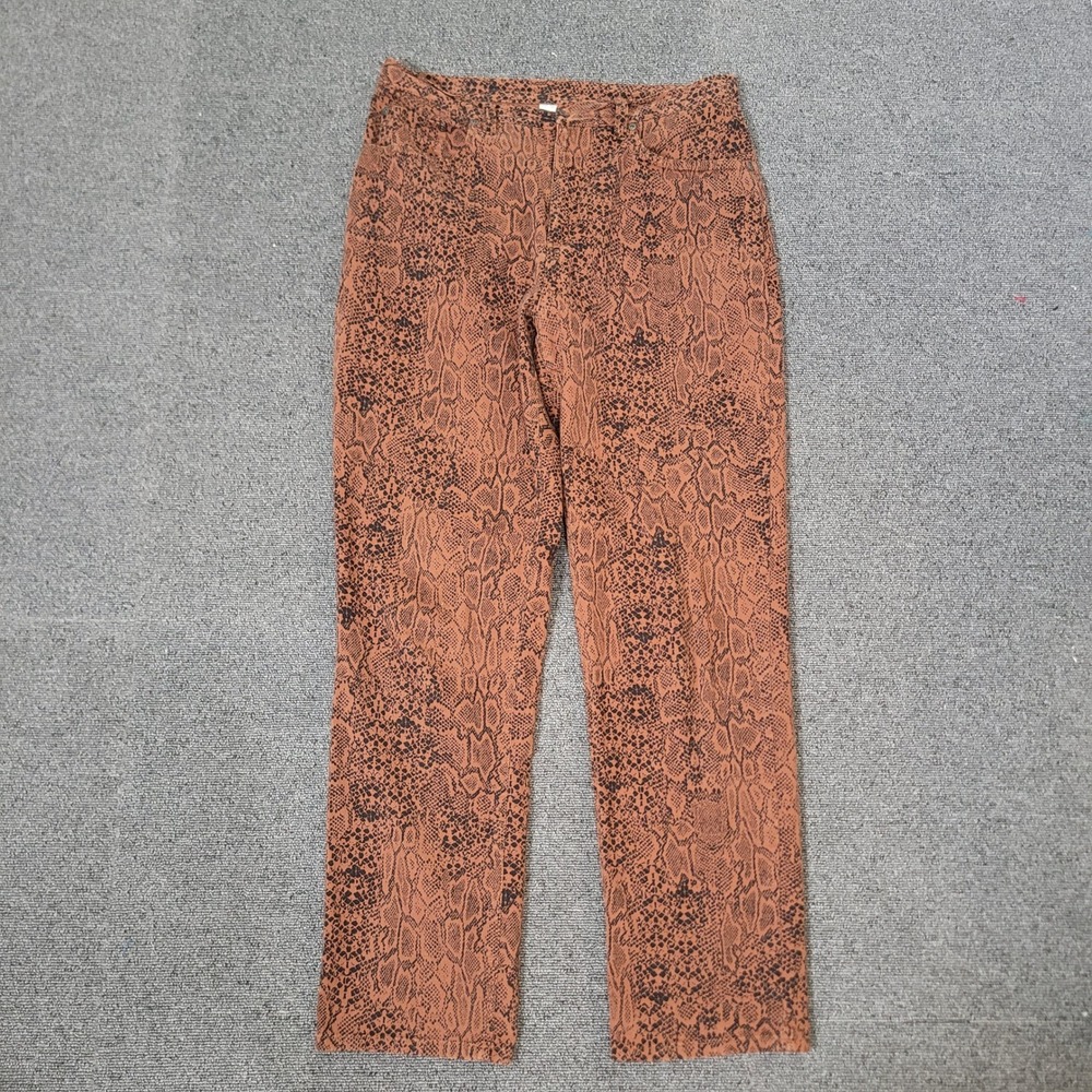 Chico's Design Size 1.5 Snakeskin Straight Leg Pants Women Terracotta Black
